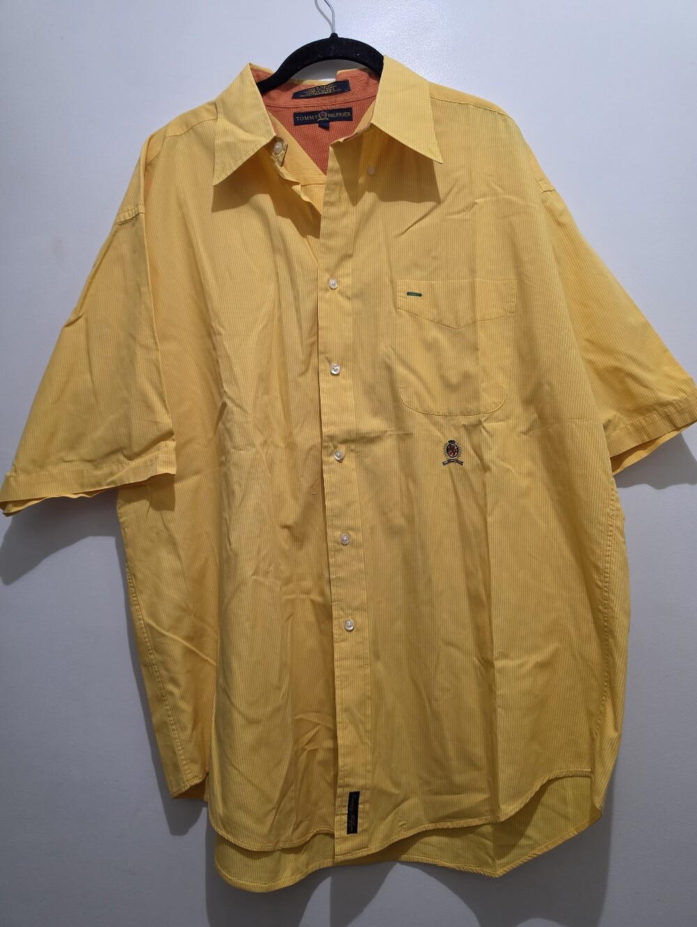 Tommy Hilfiger Men's Bright Yellow Short-Sleeve Button-Down Shirt XL